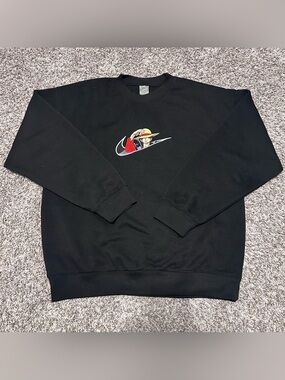 ONE PIECE LUFFY CUSTOM EMBROIDERED Black Sweatshirt ANIME STREETWEAR LARGE